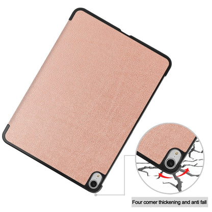 For iPad Air 11 2024 / 2022 / 2020 10.9 Custer Texture Horizontal Flip Leather Case with Three-folding Holder & Sleep / Wake-up Function(Rose Gold) by bashfashion