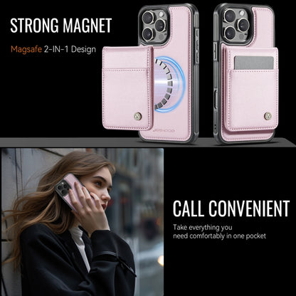 For iPhone 16 Pro Max JEEHOOD J06 British Style RFID MagSafe Card Bag PU Phone Case(Pink) by JEEHOOD