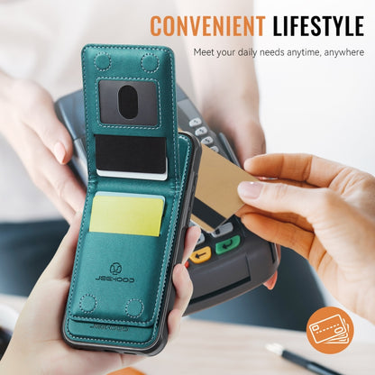 For iPhone 16 Pro JEEHOOD J06 British Style RFID MagSafe Card Bag PU Phone Case(Green) by JEEHOOD