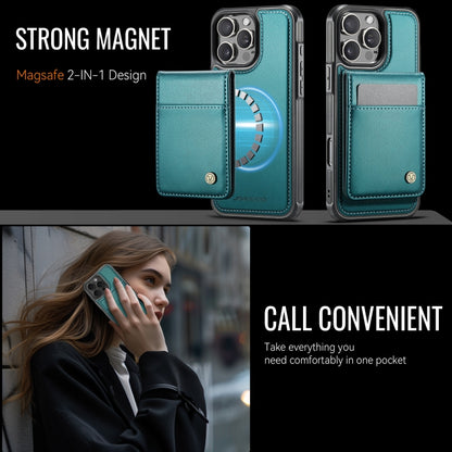 For iPhone 16 Pro JEEHOOD J06 British Style RFID MagSafe Card Bag PU Phone Case(Green) by JEEHOOD