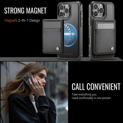 For iPhone 16 Pro JEEHOOD J06 British Style RFID MagSafe Card Bag PU Phone Case(Black) by JEEHOOD