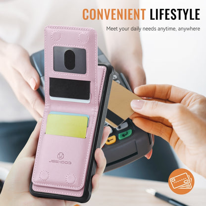 For iPhone 11 JEEHOOD J06 British Style RFID MagSafe Card Bag PU Phone Case(Pink) by JEEHOOD