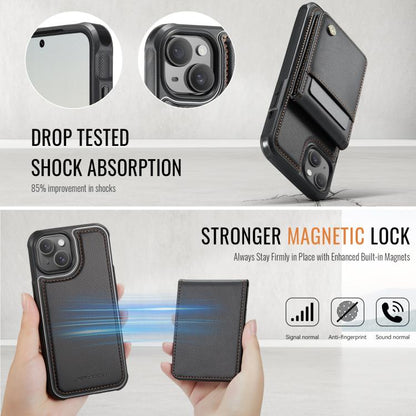 For iPhone 15 JEEHOOD J06 British Style RFID MagSafe Card Bag PU Phone Case(Black) by JEEHOOD