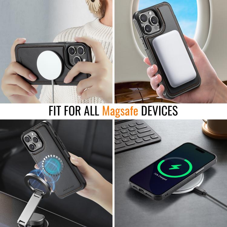 For iPhone 14 Pro Max JEEHOOD J06 British Style RFID MagSafe Card Bag PU Phone Case(Black) by JEEHOOD