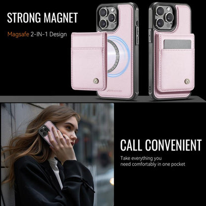 For iPhone 13 Pro JEEHOOD J06 British Style RFID MagSafe Card Bag PU Phone Case(Pink) by JEEHOOD