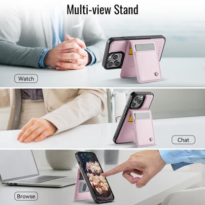 For iPhone 12 Pro Max JEEHOOD J06 British Style RFID MagSafe Card Bag PU Phone Case(Pink) by JEEHOOD