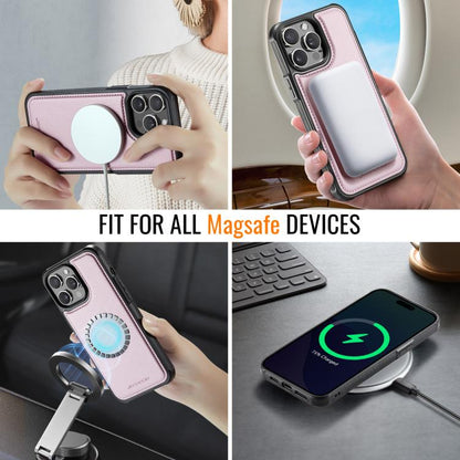 For iPhone 12 Pro Max JEEHOOD J06 British Style RFID MagSafe Card Bag PU Phone Case(Pink) by JEEHOOD
