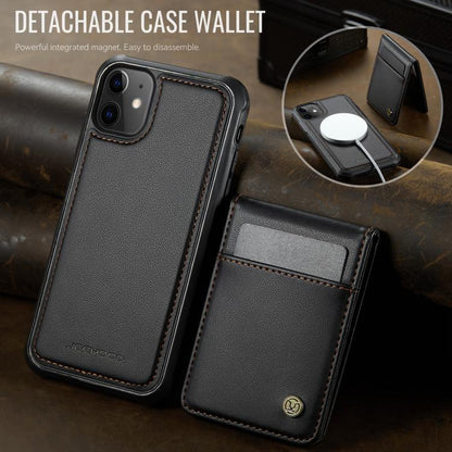 For iPhone 12 / 12 Pro JEEHOOD J06 British Style RFID MagSafe Card Bag PU Phone Case(Black) by JEEHOOD