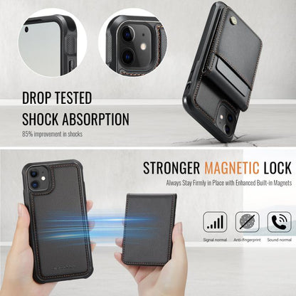 For iPhone 12 / 12 Pro JEEHOOD J06 British Style RFID MagSafe Card Bag PU Phone Case(Black) by JEEHOOD