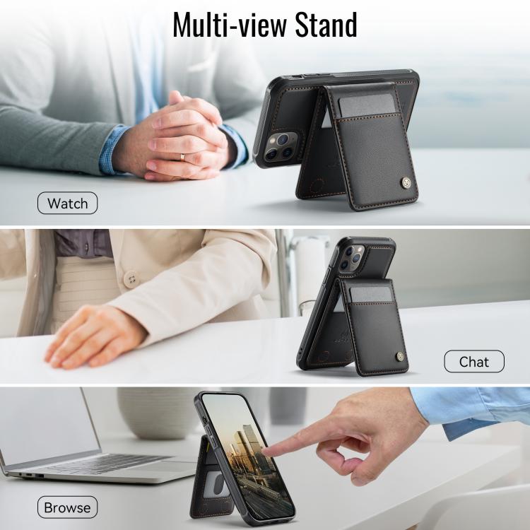 For iPhone 11 Pro Max JEEHOOD J06 British Style RFID MagSafe Card Bag PU Phone Case(Black) by JEEHOOD