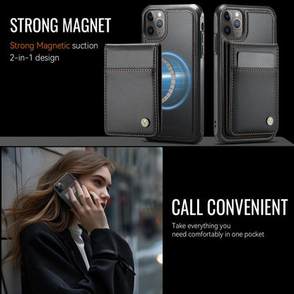 For iPhone 11 Pro Max JEEHOOD J06 British Style RFID MagSafe Card Bag PU Phone Case(Black) by JEEHOOD