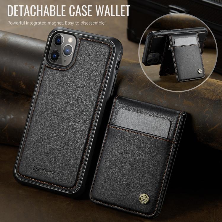 For iPhone 11 Pro JEEHOOD J06 British Style RFID MagSafe Card Bag PU Phone Case(Black) by JEEHOOD