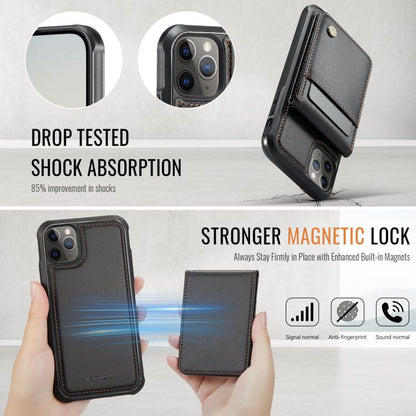 For iPhone 11 Pro JEEHOOD J06 British Style RFID MagSafe Card Bag PU Phone Case(Black) by JEEHOOD