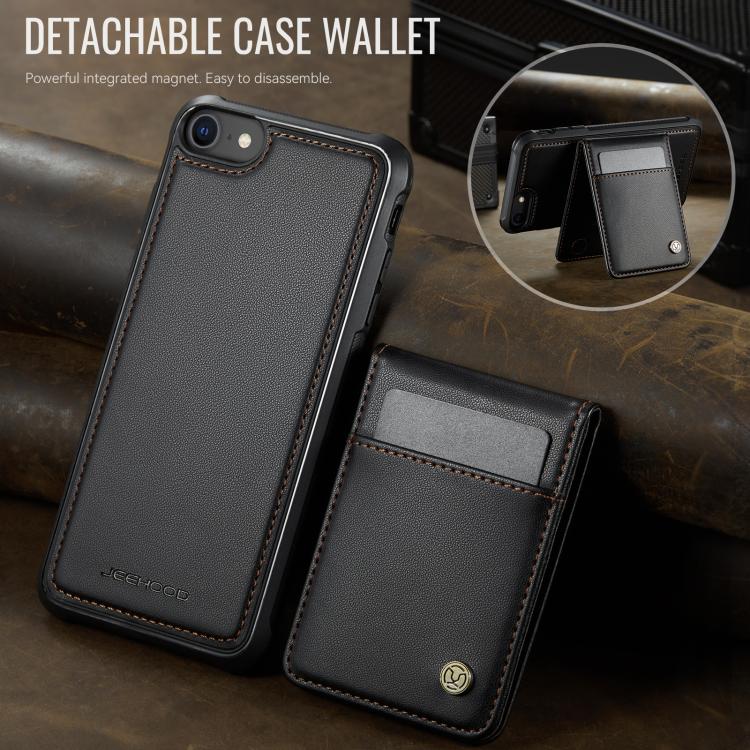 For iPhone SE 2022 / SE 2020 / 8 JEEHOOD J06 British Style RFID MagSafe Card Bag PU Phone Case(Black) by JEEHOOD