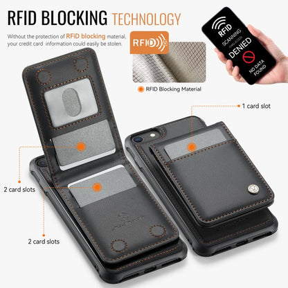 For iPhone SE 2022 / SE 2020 / 8 JEEHOOD J06 British Style RFID MagSafe Card Bag PU Phone Case(Black) by JEEHOOD