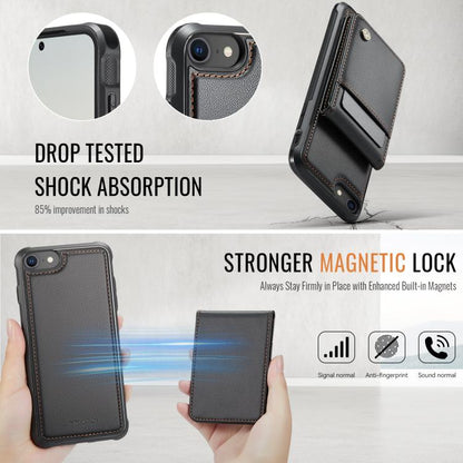 For iPhone SE 2022 / SE 2020 / 8 JEEHOOD J06 British Style RFID MagSafe Card Bag PU Phone Case(Black) by JEEHOOD