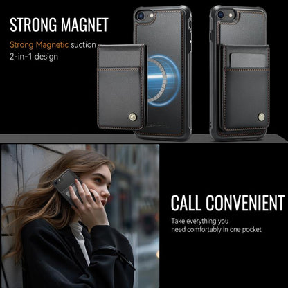 For iPhone SE 2022 / SE 2020 / 8 JEEHOOD J06 British Style RFID MagSafe Card Bag PU Phone Case(Black) by JEEHOOD