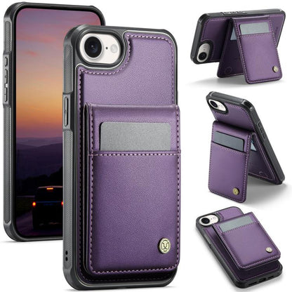 For iPhone 16e JEEHOOD J06 British Style RFID MagSafe Card Bag PU Phone Case(Purple) by JEEHOOD