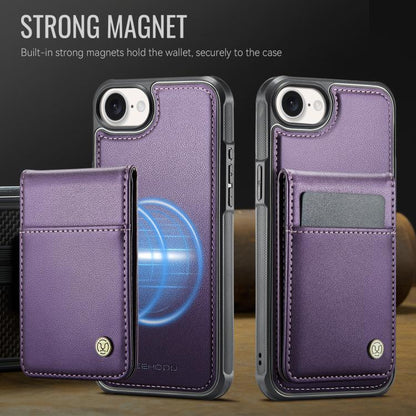For iPhone 16e JEEHOOD J06 British Style RFID MagSafe Card Bag PU Phone Case(Purple) by JEEHOOD