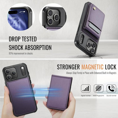 For iPhone 17 Pro Max JEEHOOD J06 British Style RFID MagSafe Card Bag PU Phone Case(Purple) by JEEHOOD
