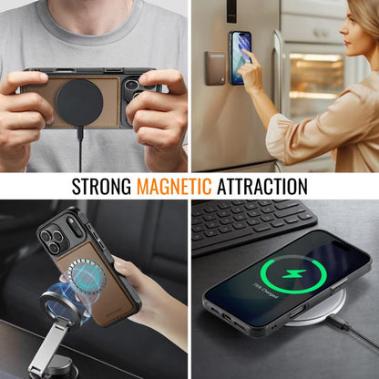 For iPhone 17 Pro Max JEEHOOD J06 British Style RFID MagSafe Card Bag PU Phone Case(Brown) by JEEHOOD