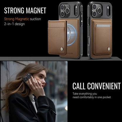 For iPhone 17 Pro Max JEEHOOD J06 British Style RFID MagSafe Card Bag PU Phone Case(Brown) by JEEHOOD