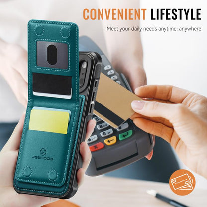 For iPhone 17 Pro Max JEEHOOD J06 British Style RFID MagSafe Card Bag PU Phone Case(Green) by JEEHOOD