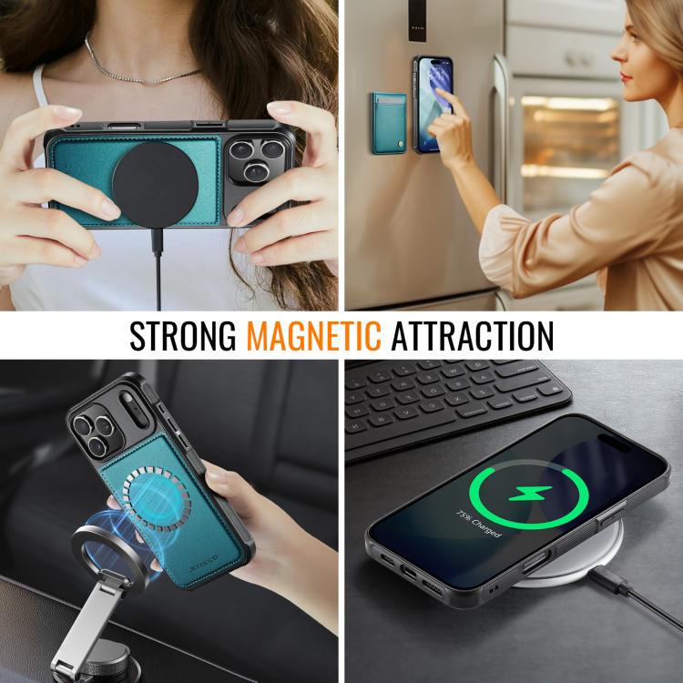 For iPhone 17 Pro Max JEEHOOD J06 British Style RFID MagSafe Card Bag PU Phone Case(Green) by JEEHOOD