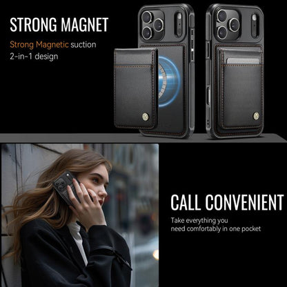 For iPhone 17 Pro Max JEEHOOD J06 British Style RFID MagSafe Card Bag PU Phone Case(Black) by JEEHOOD