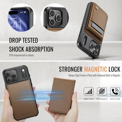 For iPhone 17 Pro JEEHOOD J06 British Style RFID MagSafe Card Bag PU Phone Case(Brown) by JEEHOOD