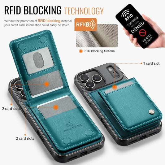 For iPhone 17 Pro JEEHOOD J06 British Style RFID MagSafe Card Bag PU Phone Case(Green) by JEEHOOD