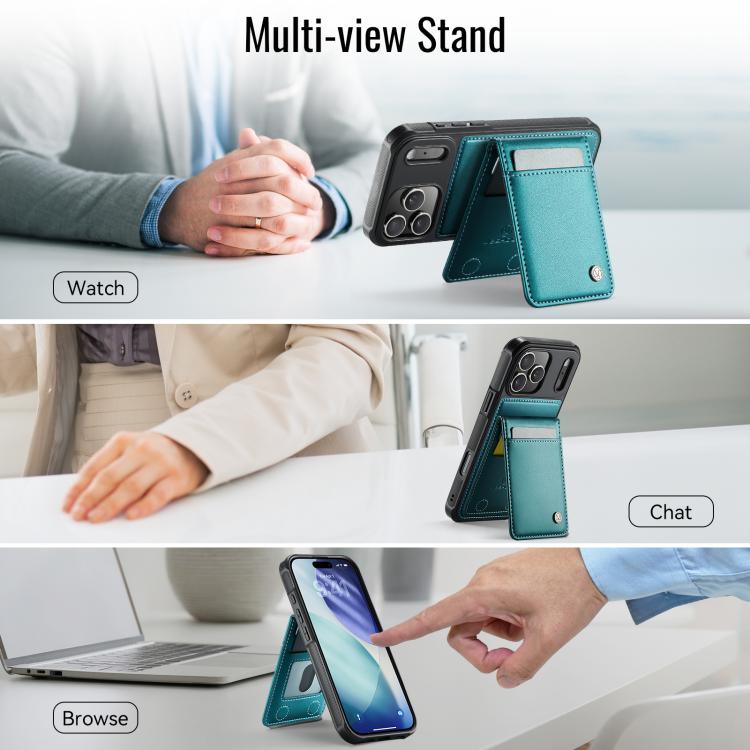 For iPhone 17 Pro JEEHOOD J06 British Style RFID MagSafe Card Bag PU Phone Case(Green) by JEEHOOD