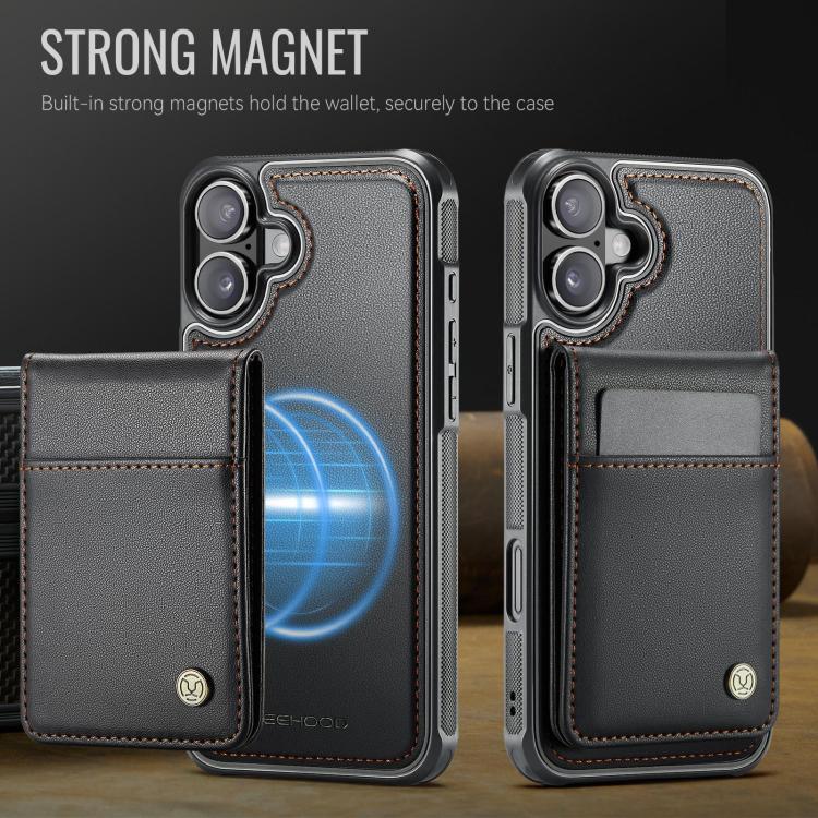 For iPhone 17 JEEHOOD J06 British Style RFID MagSafe Card Bag PU Phone Case(Black) by JEEHOOD