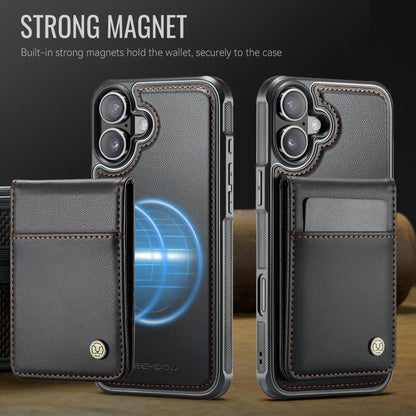 For iPhone 17 JEEHOOD J06 British Style RFID MagSafe Card Bag PU Phone Case(Black) by JEEHOOD