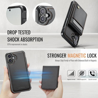 For iPhone 17 JEEHOOD J06 British Style RFID MagSafe Card Bag PU Phone Case(Black) by JEEHOOD