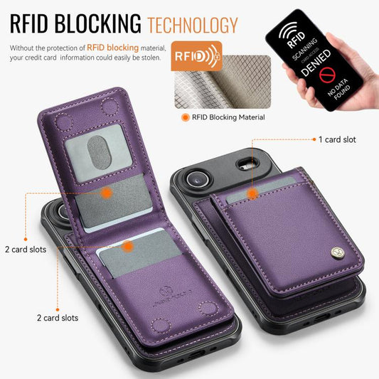 For iPhone Air JEEHOOD J06 British Style RFID MagSafe Card Bag PU Phone Case(Purple) by JEEHOOD