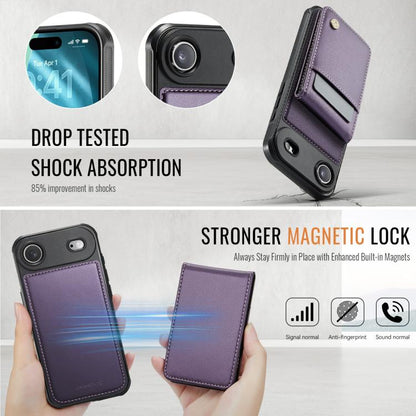 For iPhone Air JEEHOOD J06 British Style RFID MagSafe Card Bag PU Phone Case(Purple) by JEEHOOD