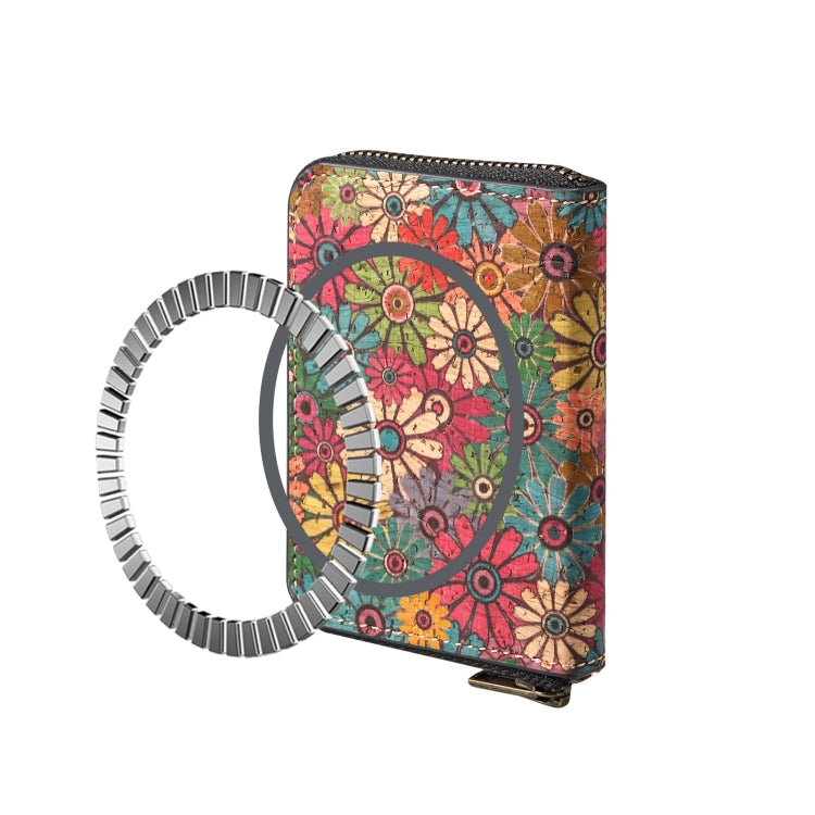 Denior V16 Flower MagSafe RFID Zipper Wallet Card Bag Case(Green) by Denior