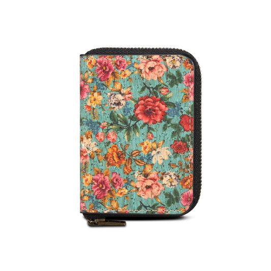 Denior V16 Flower MagSafe RFID Zipper Wallet Card Bag Case(Blue) by Denior