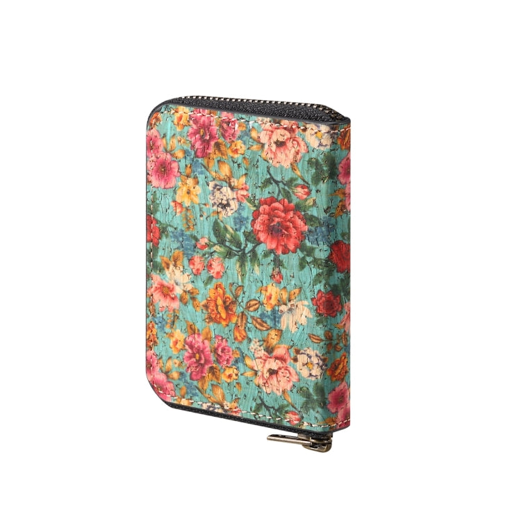 Denior V16 Flower MagSafe RFID Zipper Wallet Card Bag Case(Blue) by Denior