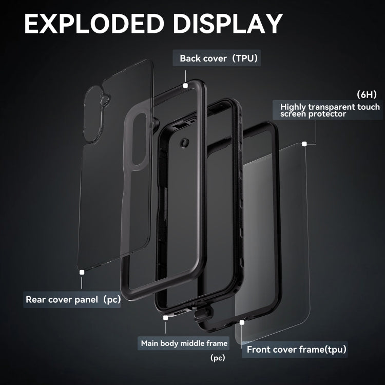 For Samsung Galaxy A16 5G / 4G RedPepper IP68 Waterproof PC Hybrid TPU Phone Case(Black) by RedPepper