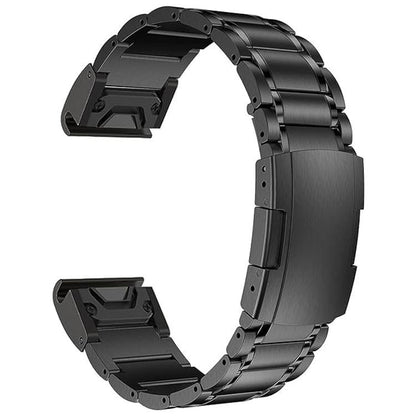 For Garmin 26mm Five-beads Titanium Alloy Push Buckle Metal Quick Release Watch Band(Black) by bashfashion