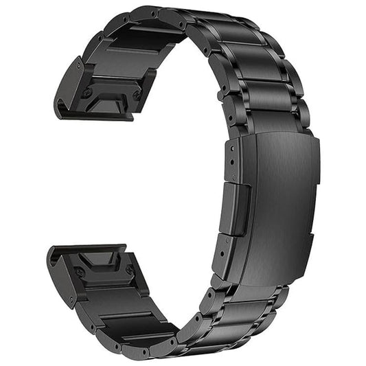 For Garmin 26mm Five-beads Titanium Alloy Push Buckle Metal Quick Release Watch Band(Black) by bashfashion