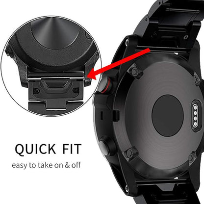 For Garmin 26mm Five-beads Titanium Alloy Push Buckle Metal Quick Release Watch Band(Black) by bashfashion
