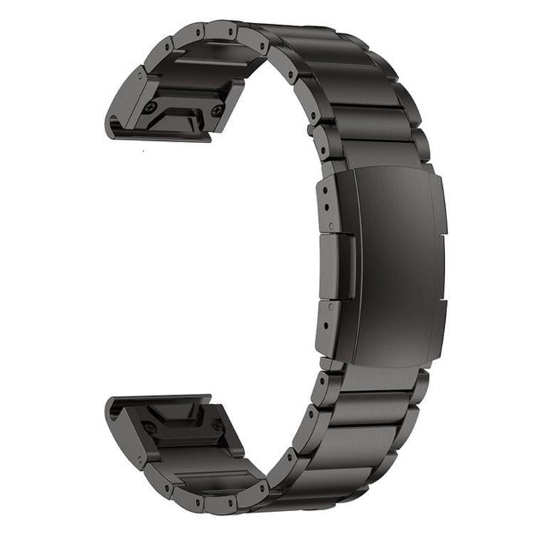 For Garmin 26mm Three-beads Titanium Alloy Push Buckle Metal Quick Release Watch Band(Black) by bashfashion
