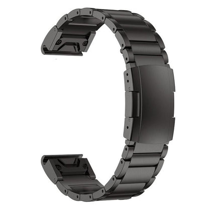 For Garmin 26mm Three-beads Titanium Alloy Push Buckle Metal Quick Release Watch Band(Black) by bashfashion