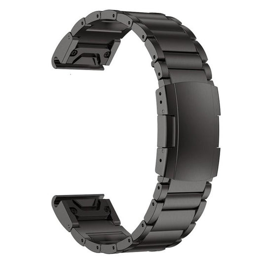 For Garmin 26mm Three-beads Titanium Alloy Push Buckle Metal Quick Release Watch Band(Black) by bashfashion