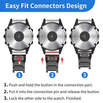 For Garmin 26mm Three-beads Titanium Alloy Push Buckle Metal Quick Release Watch Band(Black) by bashfashion