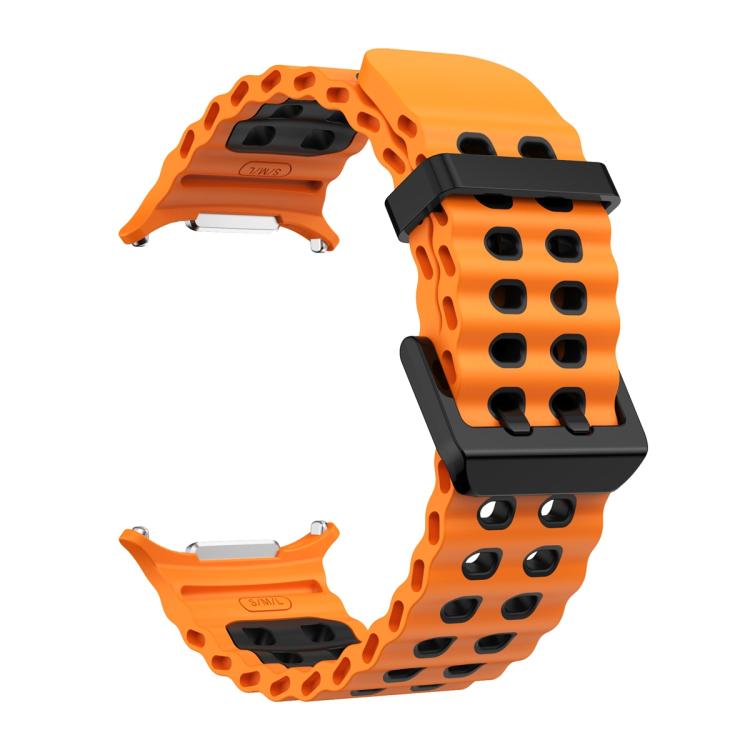 For Samsung Galaxy Watch Ultra 47mm / Ultra 2025 Ocean Two Color Dual-Row Hole Silicone Watch Band(Orange Black) by bashfashion