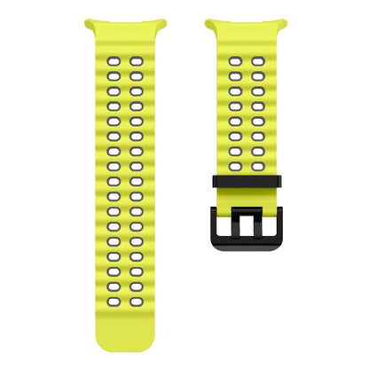 For Samsung Galaxy Watch Ultra 47mm / Ultra 2025 Ocean Two Color Dual-Row Hole Silicone Watch Band(Lime Gray) by bashfashion